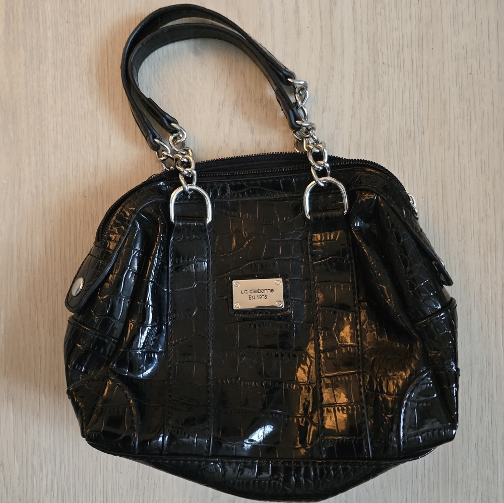 Liz Claiborne Small Satchel Handbag Faux Croc